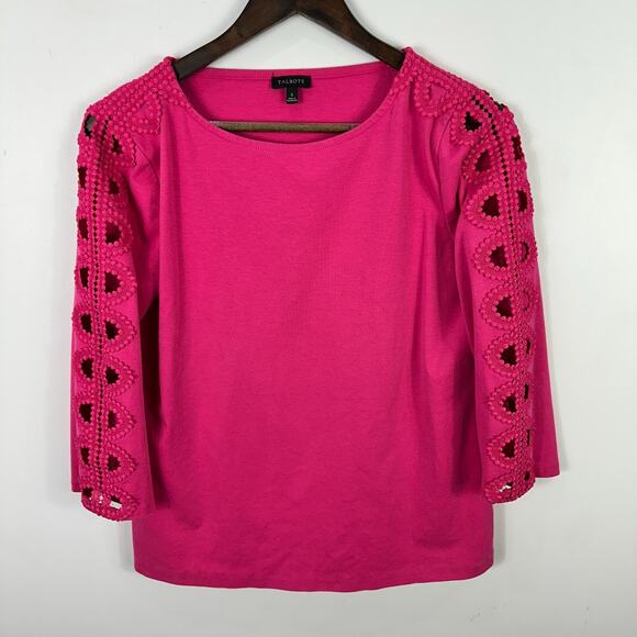 Talbots‎ Knit Top Women S Pink Cutout Sleeves Coquette Soft Girl Boho Romantic - Picture 1 of 6